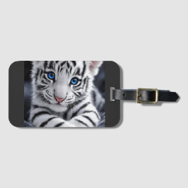 Süßer Weißer Tigerjunges Blaue Augen Wildlife Post Gepäckanhänger