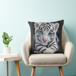 Süßer Weißer Tigerjunges Blaue Augen Wildlife Post Kissen