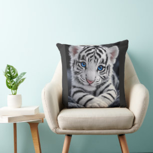 Süßer Weißer Tigerjunges Blaue Augen Wildlife Post Kissen