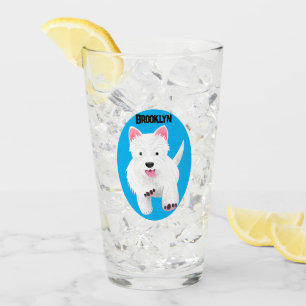 Süßer weißer West Highland Terrier Cartoon Glas