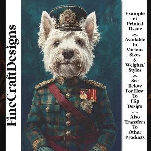 Süßer Weißer Westie, Militäruniform CF1 Decoupage Seidenpapier