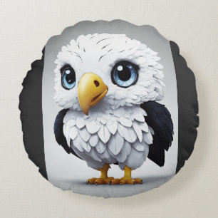 Süßer Weißgefleckter Adler Cartoon Rundes Kissen