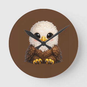 Süßer Weißkopfseeadler mit großen Augen, kuschelig Runde Wanduhr