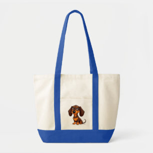 Süßer Welpe Dachshund Cartoon-Kunstwerk Tragetasche