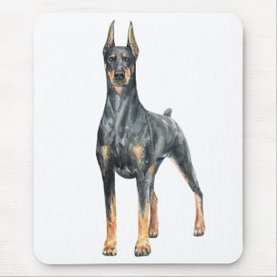 Süßer Welpe Dobermann-Mama Wasserfarbe Dobermann Mousepad