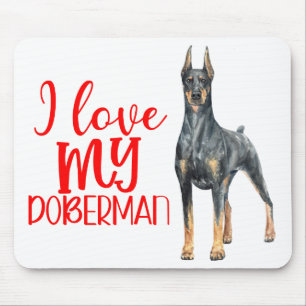 Süßer Welpe Dobermann Pinscher-Mama Wasserfarbe  Mousepad