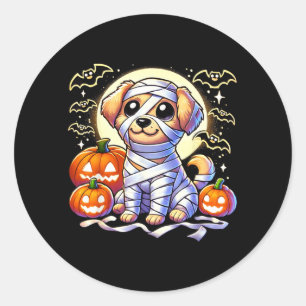 Süßer Welpe eingewickelte Mumie Halloween Süßer Hu Runder Aufkleber