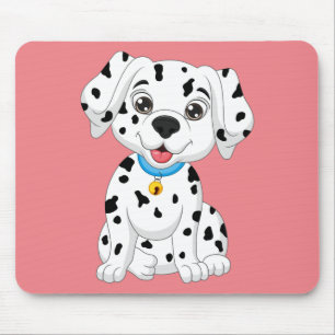 Süßer Welpe Feuerhund Rosa Cartoon Dalmatiner Maus Mousepad