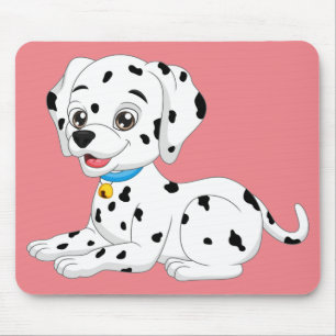Süßer Welpe Feuerhund Rosa Cartoon-Dalmatiner  Mousepad