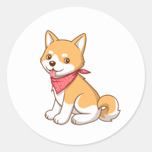 Süßer Welpe Hund Shiba Inu Runder Aufkleber