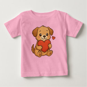 Süßer Welpe/Hund Valentinstag Baby T-shirt