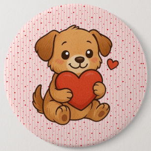 Süßer Welpe/Hund Valentinstag Button