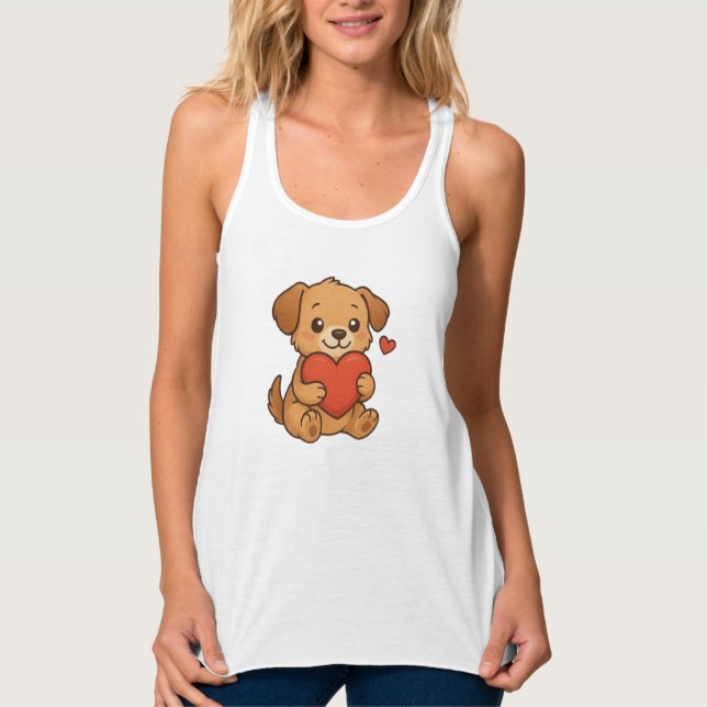 Süßer Welpe/Hund Valentinstag Tank Top (Vorderseite)