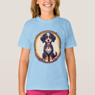 Süßer Welpe im bunten Cartoon-Stil Design T-Shirt
