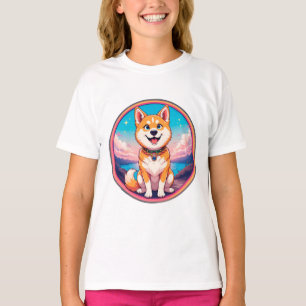 Süßer Welpe im bunten Cartoon-Stil Design T-Shirt