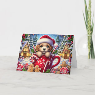 Süßer Welpe in einem Tasse Weihnachten