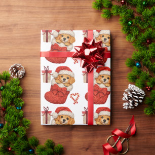 Süßer Welpe in Weihnachtsstrumpf Geschenkpapier
