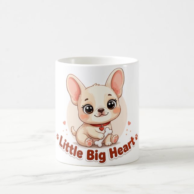 Süßer Welpe, kleines großes Herz Kaffeetasse (Mittel)
