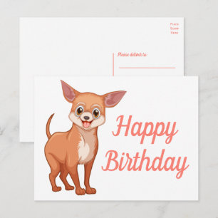 Süßer Welpe Lustiger Cartoon Chihuahua Geburtstag Postkarte