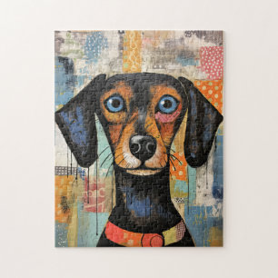 Süßer Welpe Lustiger Hund Mixed Media Tier Haustie Puzzle