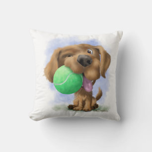 Süßer Welpe mit Tennisball Cartoon Kissen