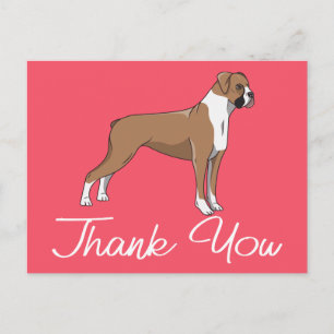Süßer Welpe Rosa Cartoon Boxer Hund Danke Postkarte