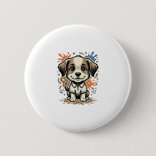 Süßer Welpe Splash Gravur Vektor Design_1 Button