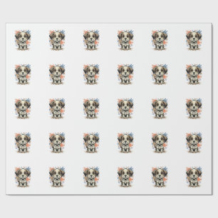 Süßer Welpe Splash Gravur Vektor Design_1 Geschenkpapier