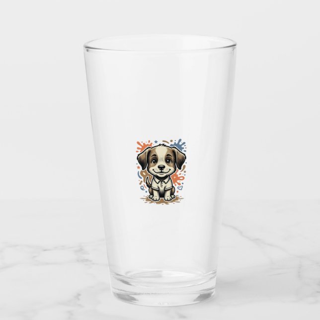 Süßer Welpe Splash Gravur Vektor Design_1 Glas (Vorderseite)