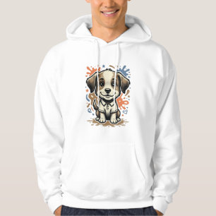 Süßer Welpe Splash Gravur Vektor Design_1 Hoodie