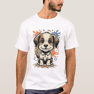 Süßer Welpe Splash Gravur Vektor Design_1 T-Shirt