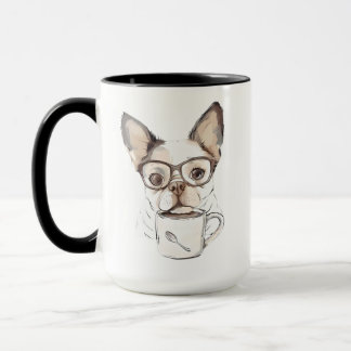 Süßer Welpe trinkt Kaffee Tasse