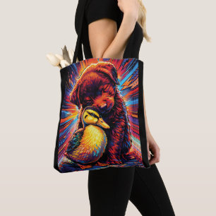Süßer Welpe und Entlein Umarmen Pop Art