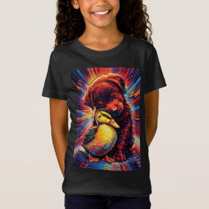 Süßer Welpe und Entlein Umarmen Pop Art T-Shirt