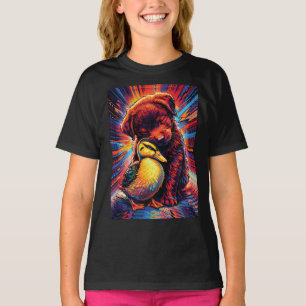 Süßer Welpe und Entlein Umarmen Pop Art T-Shirt