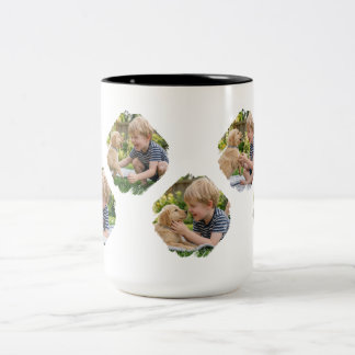 Süßer Welpe und Junge 5 Bilder Zweifarbige Tasse