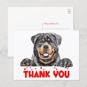 Süßer Welpe Wasserfarbe Rottweiler Danke Postkarte