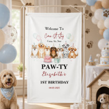 Süßer Welpen-Hund-Junge 1. Geburtstag | Pawty-Time