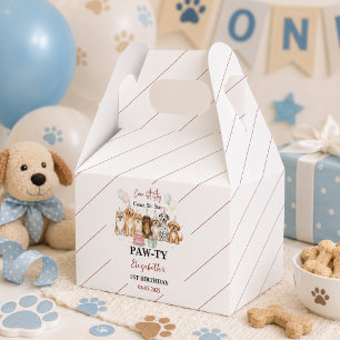 Süßer Welpen-Hund-Junge 1. Geburtstag Pawty-Time Geschenkschachtel