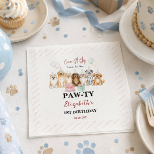 Süßer Welpen-Hund-Junge 1. Geburtstag   Pawty-Time Serviette