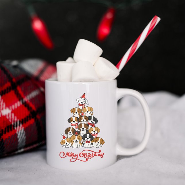 Süßer Welpen-Hund-Weihnachtsbaum-Stack  Kaffeetasse (Von Creator hochgeladen)