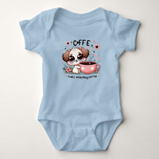 Süßer Welpen-Kaffee-Liebhaber-Baby-Bodysuit - Kaff Baby Strampler