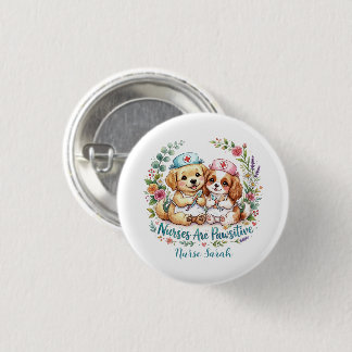 Süßer Welpen-Krankenschwester-Pawsitive-Aquarell p Button