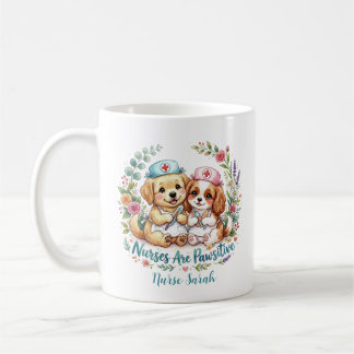 Süßer Welpen-Krankenschwester Pawsitive Aquarell P Kaffeetasse