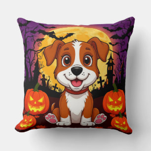 🌙🐾 Süßer Welpen-Kürbis-Nacht-Halloween-Jubel ✨🎃 Kissen