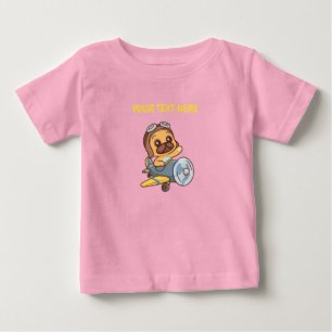 Süßer Welpen-Pilot-Flugzeug Individueller Name Ros Baby T-shirt