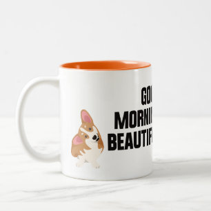 Süßer Welsh Corgi Hundeliebhaber Morgengruß Kaffee Zweifarbige Tasse