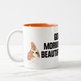 Süßer Welsh Corgi Hundeliebhaber Morgengruß Kaffee Zweifarbige Tasse