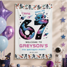 Süßer Weltraum 7. Geburtstag | Sechs und Sieben Ja Banner