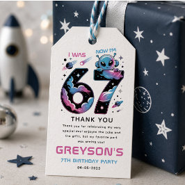Süßer Weltraum 7. Geburtstag | Sechs und Sieben Ja Geschenkanhänger